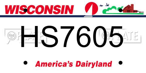 HS7605 Wisconsin License Plate