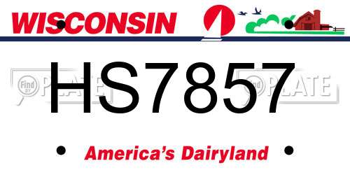 HS7857 Wisconsin License Plate