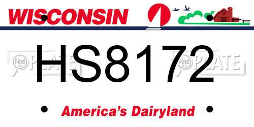 HS8172 Wisconsin License Plate