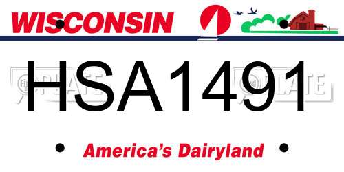 HSA1491 Wisconsin License Plate