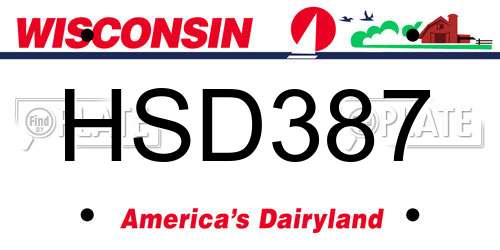 HSD387 Wisconsin License Plate