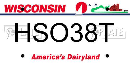 HSO38T Wisconsin License Plate