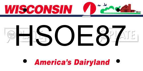 HSOE87 Wisconsin License Plate