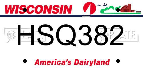 HSQ382 Wisconsin License Plate