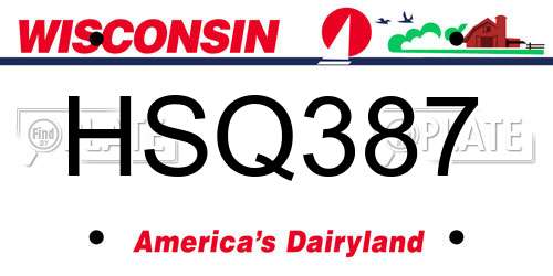 HSQ387 Wisconsin License Plate