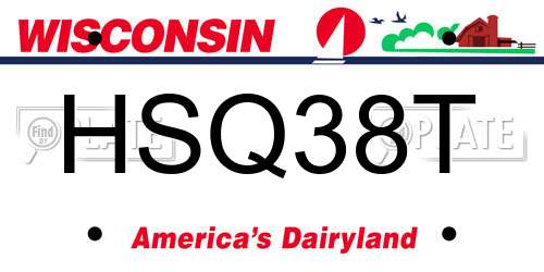 HSQ38T Wisconsin License Plate