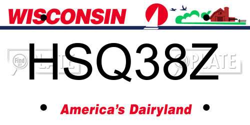 HSQ38Z Wisconsin License Plate