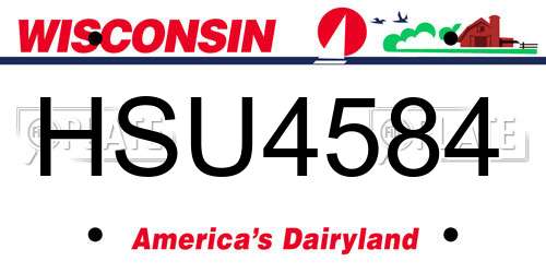 HSU4584 Wisconsin License Plate