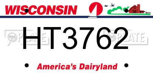 HT3762 Wisconsin License Plate
