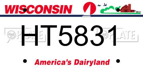 HT5831 Wisconsin License Plate