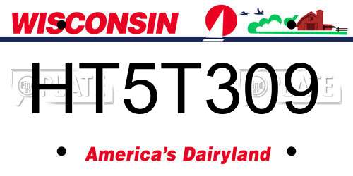 HT5T309 Wisconsin License Plate