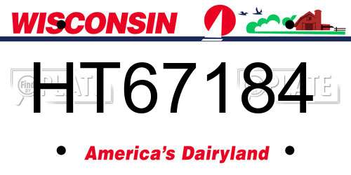 HT67184 Wisconsin License Plate