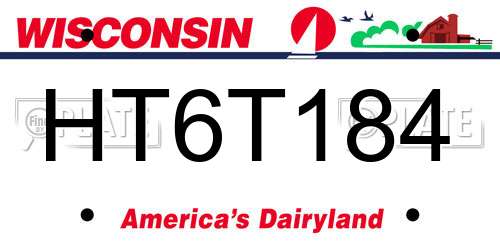 HT6T184 Wisconsin License Plate