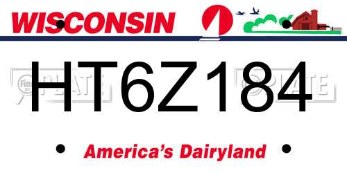HT6Z184 Wisconsin License Plate