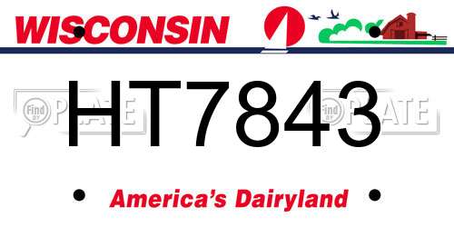 HT7843 Wisconsin License Plate