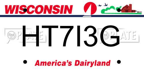 HT7I3G Wisconsin License Plate