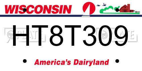 HT8T309 Wisconsin License Plate