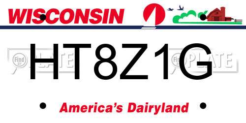 HT8Z1G Wisconsin License Plate