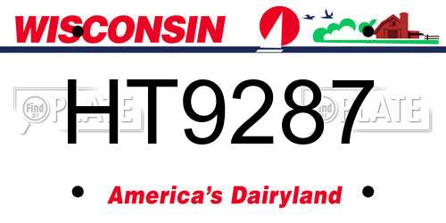 HT9287 Wisconsin License Plate
