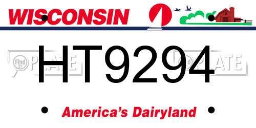 HT9294 Wisconsin License Plate