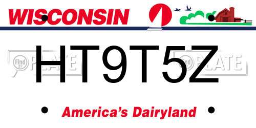 HT9T5Z Wisconsin License Plate