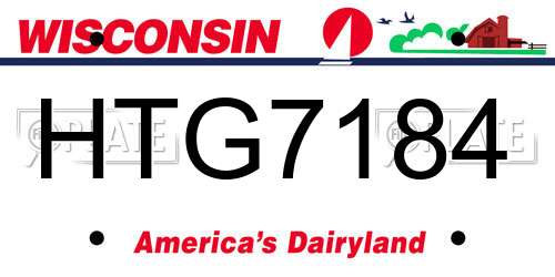 HTG7184 Wisconsin License Plate