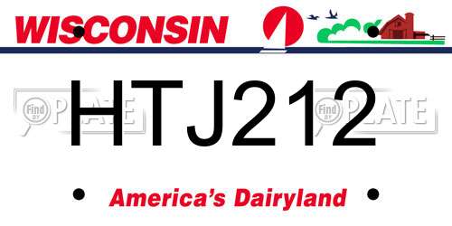 HTJ212 Wisconsin License Plate