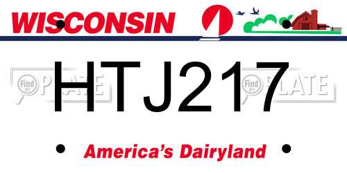 HTJ217 Wisconsin License Plate