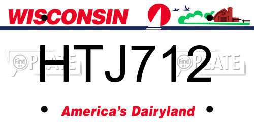 HTJ712 Wisconsin License Plate