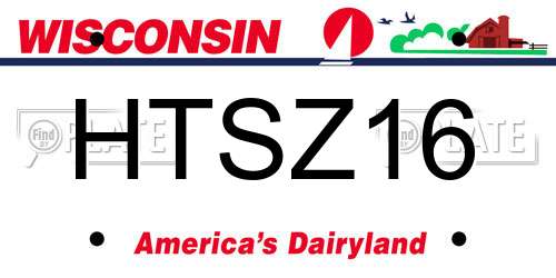 HTSZ16 Wisconsin License Plate