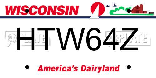 HTW64Z Wisconsin License Plate