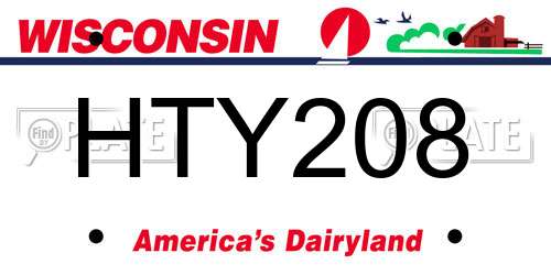 HTY208 Wisconsin License Plate