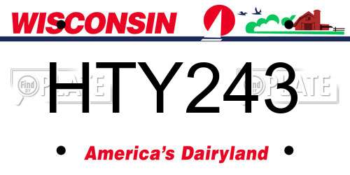 HTY243 Wisconsin License Plate