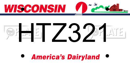 HTZ321 Wisconsin License Plate