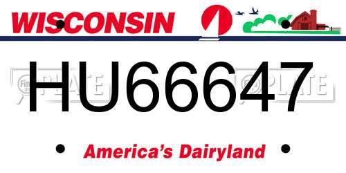 HU66647 Wisconsin License Plate