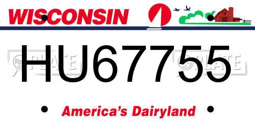 HU67755 Wisconsin License Plate
