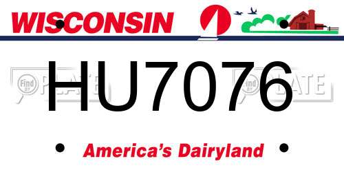HU7076 Wisconsin License Plate