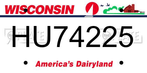 HU74225 Wisconsin License Plate