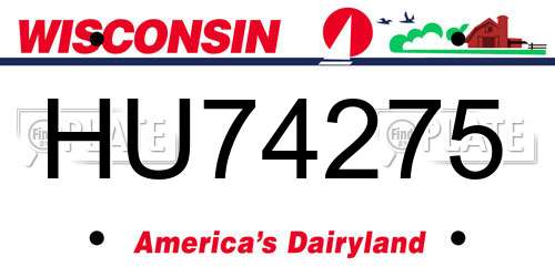 HU74275 Wisconsin License Plate
