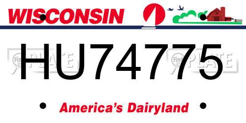 HU74775 Wisconsin License Plate