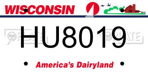 HU8019 Wisconsin License Plate
