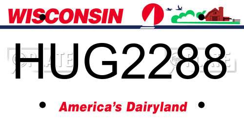 HUG2288 Wisconsin License Plate