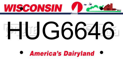 HUG6646 Wisconsin License Plate