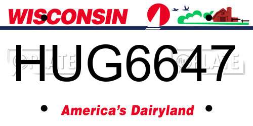 HUG6647 Wisconsin License Plate