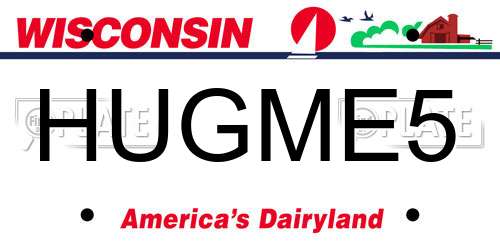 HUGME5 Wisconsin License Plate