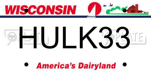 HULK33 Wisconsin License Plate