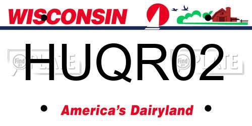 HUQR02 Wisconsin License Plate