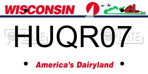 HUQR07 Wisconsin License Plate