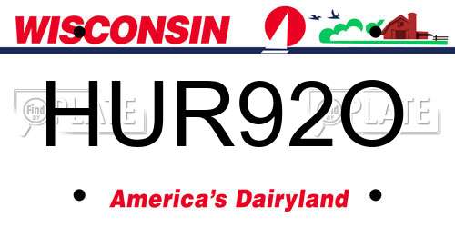 HUR92O Wisconsin License Plate