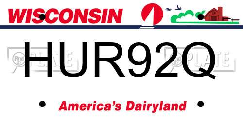 HUR92Q Wisconsin License Plate